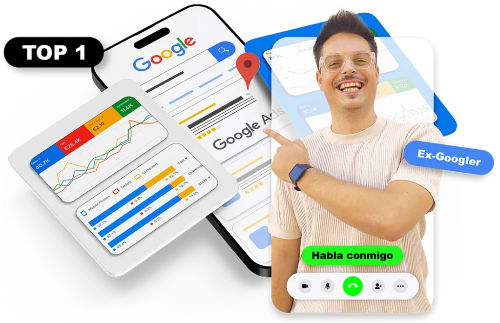 Eloi, ex-Googler y especialista en Google Ads y Meta Ads, en videollamada con cliente